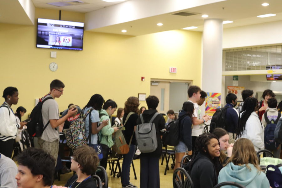 Will I ever get to eat? Ten minutes into the lunch block, students are still waiting for food. Many desire more time to sit and eat with friends during what may be the only free moments in their day. “I’ll wait 10 to 15 minutes if Im in line right away,” freshman Simona Bardi said.
