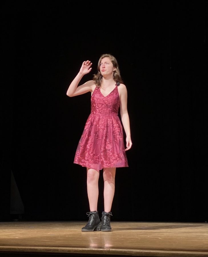 Jessica+Russo+%28junior%29+sings+%E2%80%9CAstonishing%E2%80%9D+from+the+musical+%E2%80%9CLittle+Women%E2%80%9D+at+the+Thespian+Showcase+in+the+auditorium+on+April+27.+Russo%E2%80%99s+performance+had+earned+a+superior+at+districts+and+states+and+top+honor+at+states.++